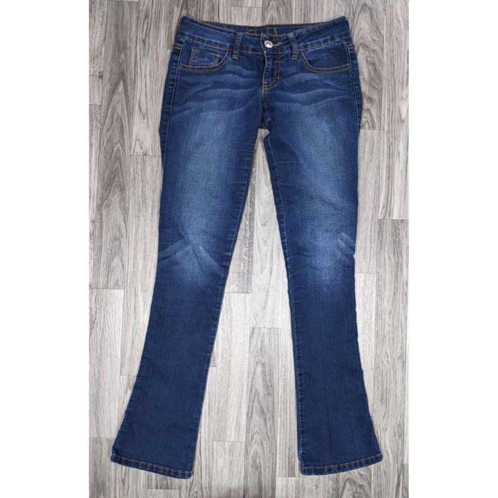 Rewind‎ Womens Size 24 Whiskered Embroidered Denim Blue Jeans